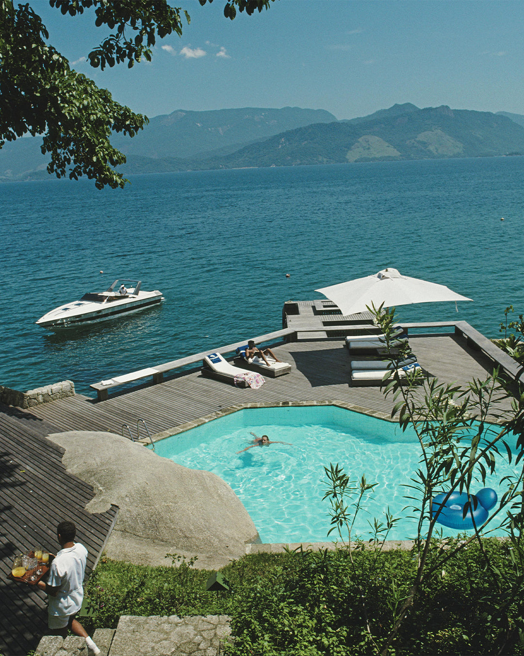 Baldy Art Gallery Pool By The Sea by Slim Aarons Plexi Mount Face Print Luxury Interior Design Decor