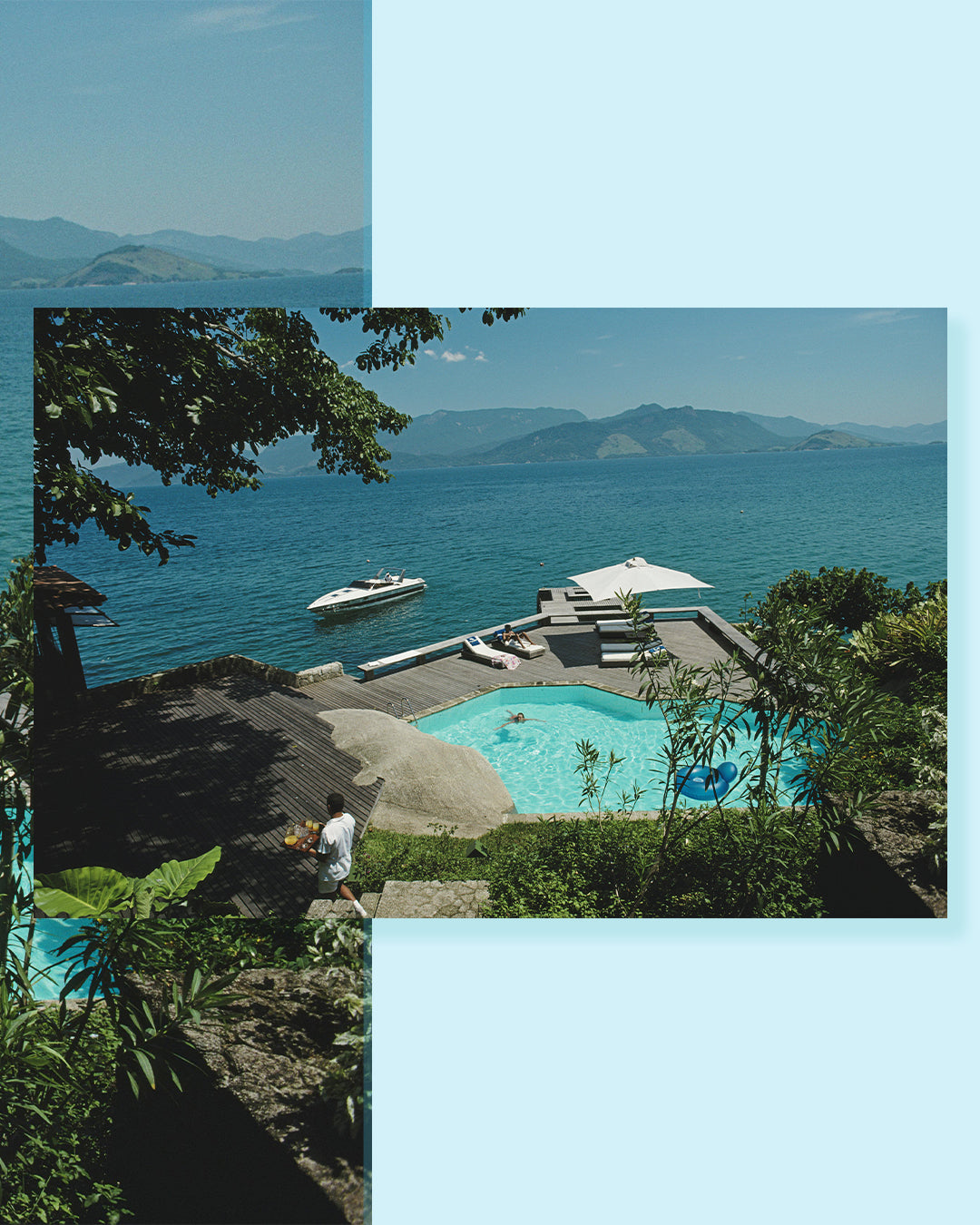 Baldy Art Gallery Pool By The Sea by Slim Aarons Plexi Mount Face Print Luxury Interior Design Decor