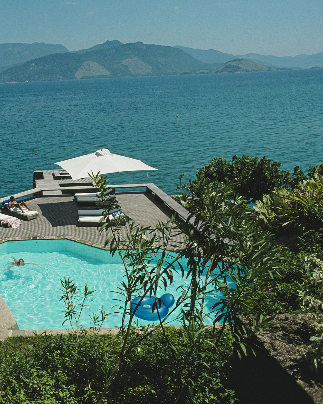 Baldy Art Gallery Pool By The Sea by Slim Aarons Plexi Mount Face Print Luxury Interior Design Decor