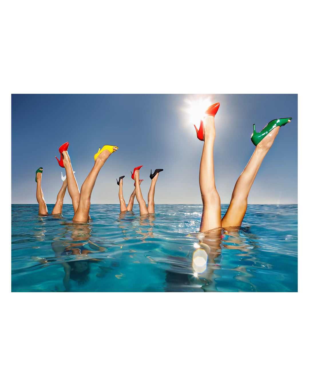 Baldy Art Gallery Group of Legs Protruding Out of Infinity Pool Photograph Print