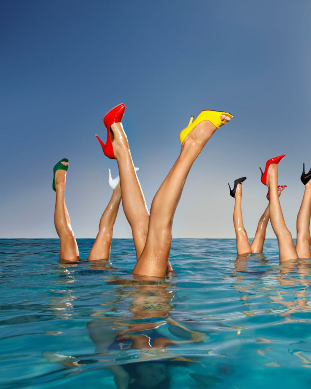 Baldy Art Gallery Group of Legs Protruding Out of Infinity Pool Photograph Print